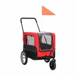 1899OK® Luxueux Remorque De Vélo Pour Chiens Et P Remorque De Vélo Pour Chiens Et Poussette 2-en-1 Rouge Et Noir - Avis / Test