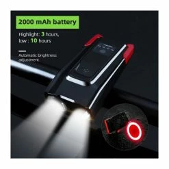 2000mAh B Taillight -Lampe LED Rechargeable Par USB Pour Vélo,éclairage Puissant 2000 MAh, 4000 MAh, 800 Lumens, Lumière Fro - Avis / Test