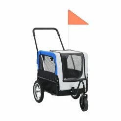 2086REMISE- Remorque De Vélo Pour Chiens Chats Animau Remorque De Vélo Pour Chiens Et Poussette 2-en-1 Gris Et Bleu - Avis / Test