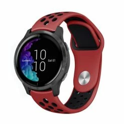 Bracelet Silicone Sport Garmin Venu / Vivoactive 3 / Forerunner 245 - Rouge / Noir - Avis / Test