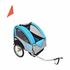 FIHERO Remorque De Vélo Pour Enfants Gris Et Bleu 30 Kg☻☺2 - Avis / Test