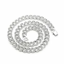 Micro Pave Cristal Collier En Argent Sterling Chaîne Cubaine Homme 30 Pouces - Avis / Test