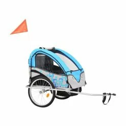 QID Remorque à Vélo Et Poussette Pour Enfants 2-en-1 Bleu Et Gris QID16608 - Avis / Test