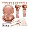 Vaisselle Jetable Rose Gold Assiette Gobelet Anniversaire Serviette Couteaux Fourchettes Banderole Fête Rose Et Or Décoration - Avis / Test